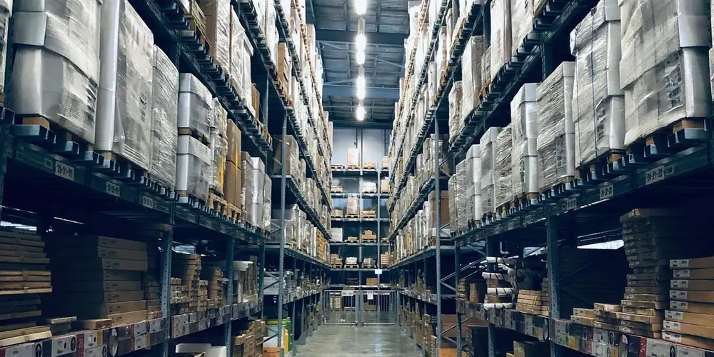 Warehouse aisle ready for fulfillment